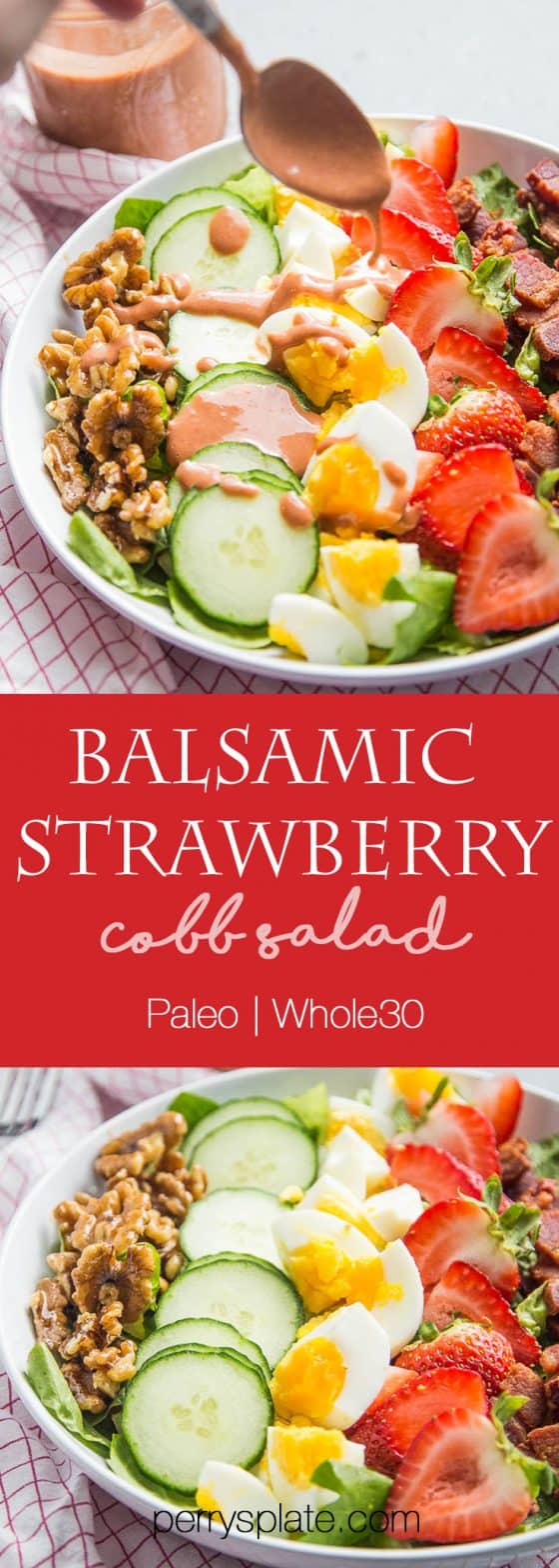 strawberry cobb salad with strawberry balsamic vinaigrette