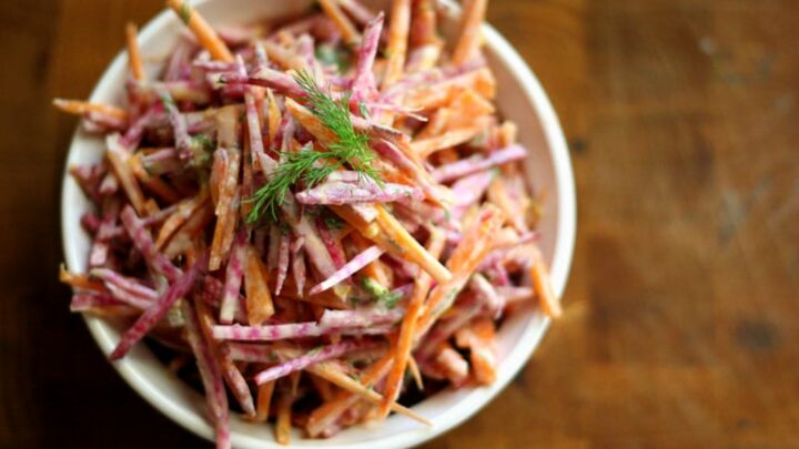 Candy Striped Beet And Carrot Slaw Perry S Plate