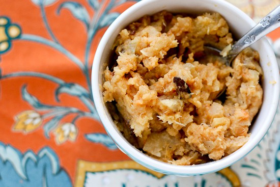 Mashed Root Vegetables with Bacon Vinaigrette - www.PerrysPlate.com