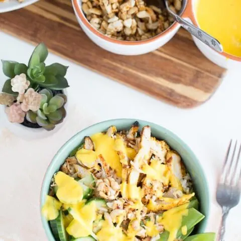 Thai Grilled Chicken Bowls with Mango-Lime Dressing