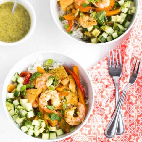 Chipotle Shrimp & Pineapple Bowls with Coconut Vinaigrette