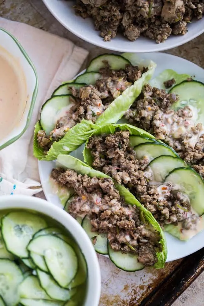 Asian Pork and Mushroom Lettuce Wraps | paleo recipes | Whole30 recipes | pork recipes | perrysplate.com