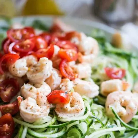 Creamy Greek Shrimp & Cucumber Noodles