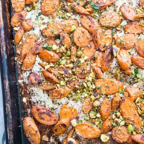 Moroccan Roasted Carrots with Pistachio Gremolata