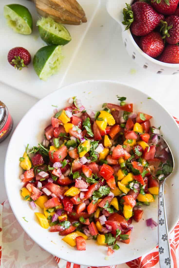 Chipotle-Lime Grilled Chicken with Strawberry Mango Salsa - Perry's Plate