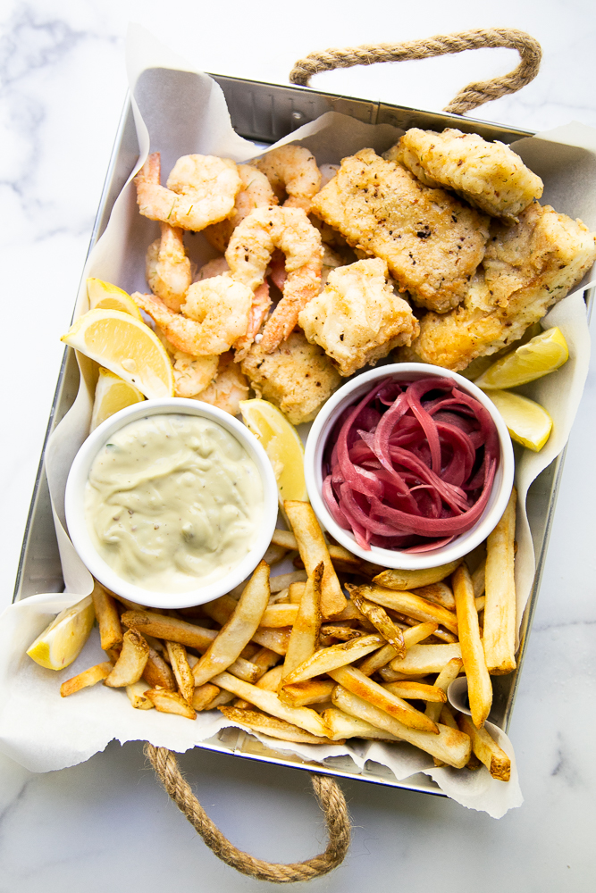 Healthy Fish and Chips with Homemade Tartar Sauce - Ahead of Thyme