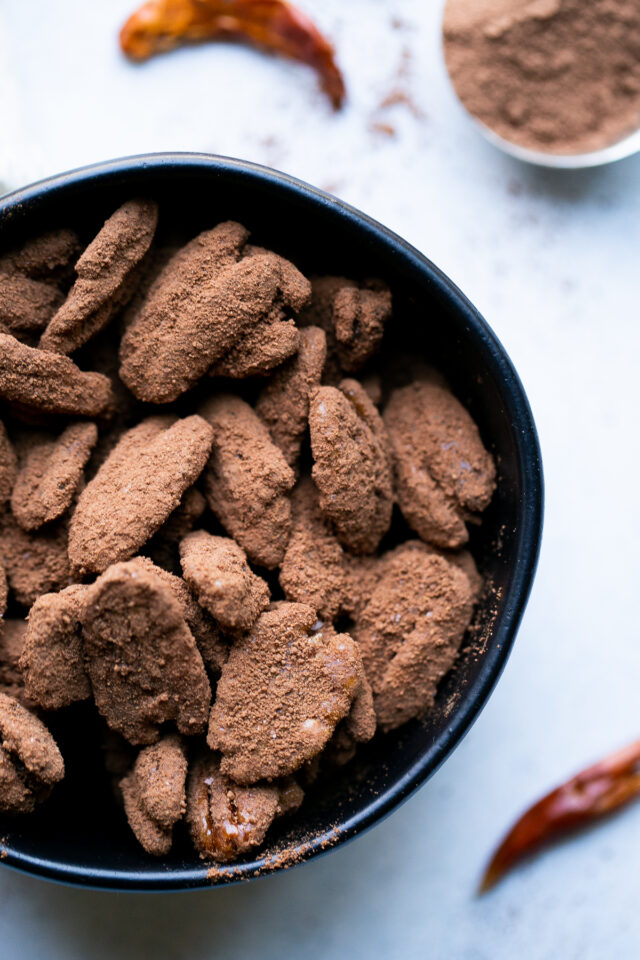 10 Min Candied Pecans With Cocoa And Chili Perry S Plate