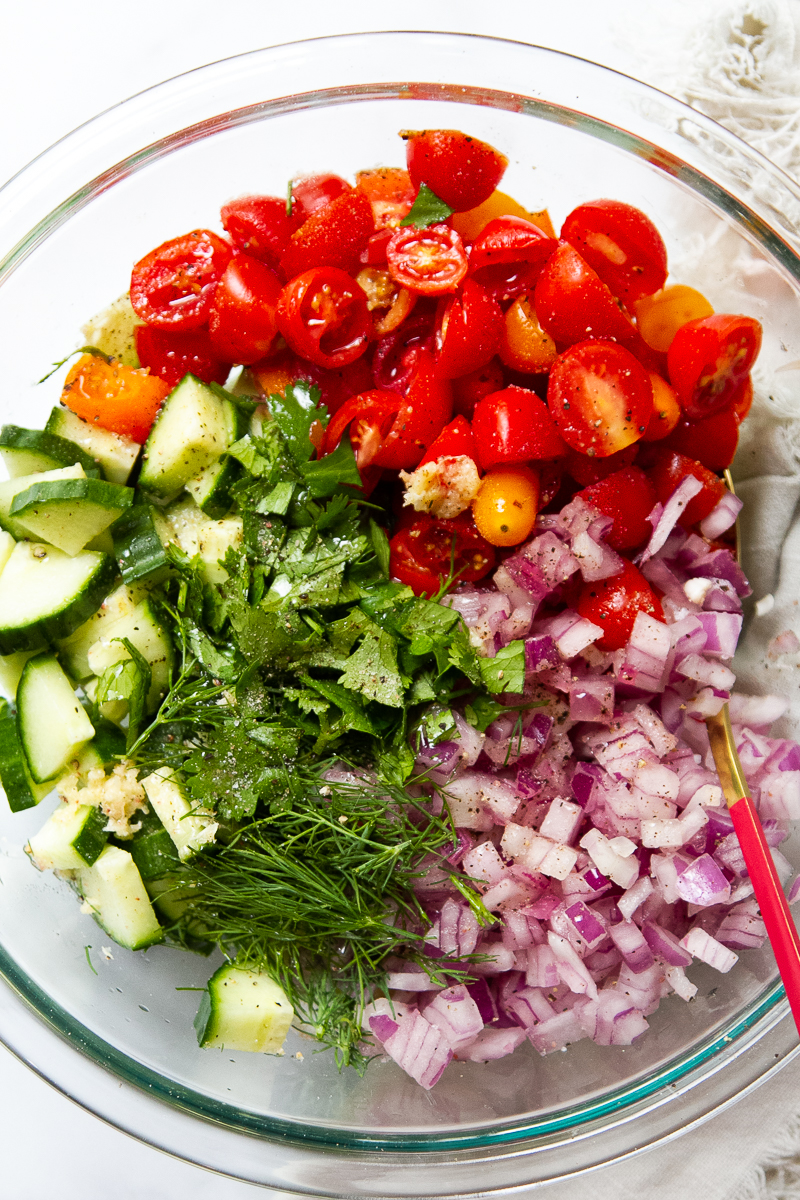 Mediterranean Cucumber Tomato Feta Salad - Perry's Plate