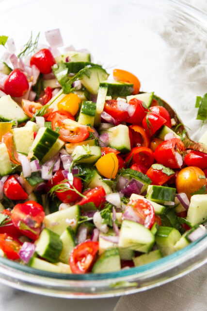 Mediterranean Cucumber Tomato Feta Salad - Perry's Plate