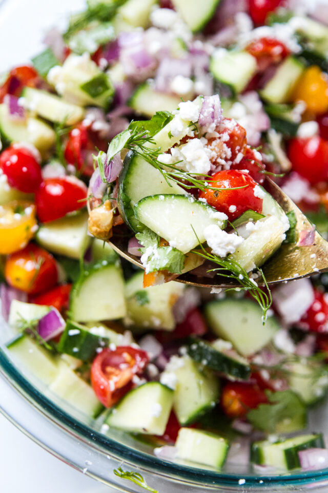 Mediterranean Cucumber Tomato Feta Salad - Perry's Plate