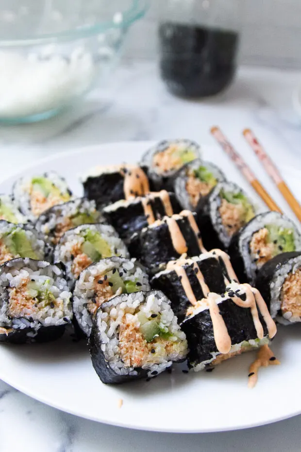 Healthy Fresh Sushi Roll Set With Ginger Close Up Japanese Food