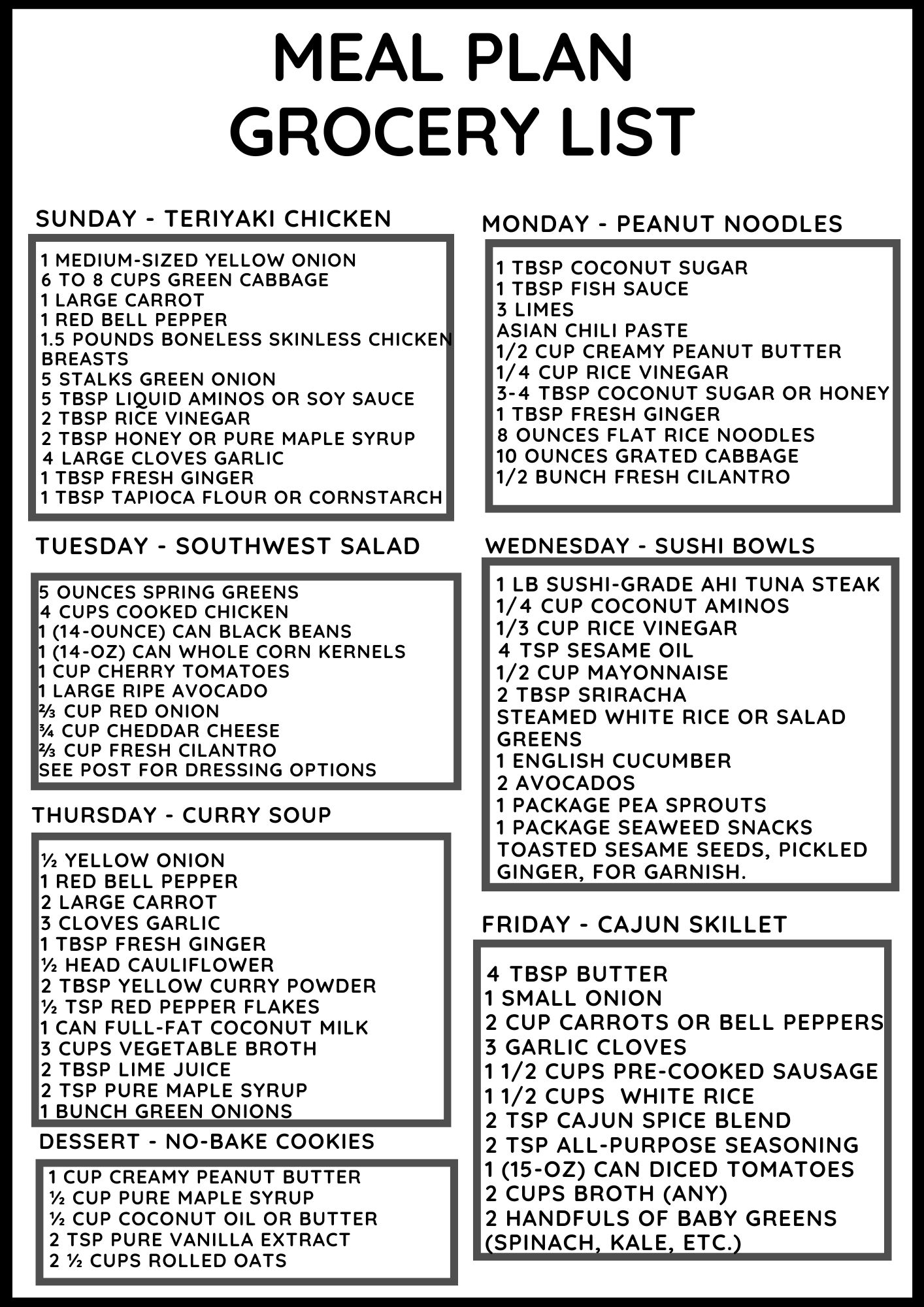 Weekly Meal Plan #41 - Perry's Plate