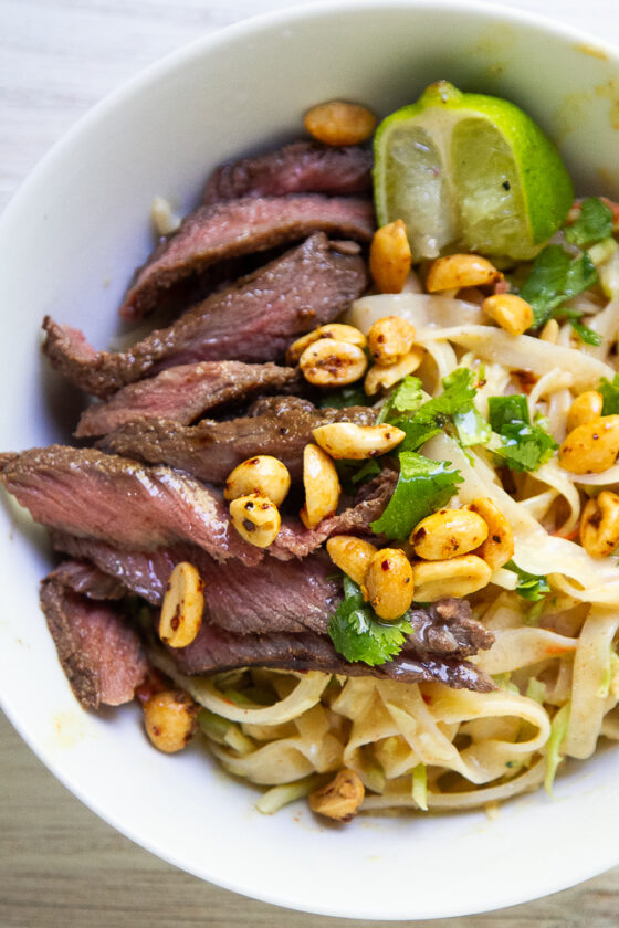 Thai Peanut Noodle Recipe With Steak - Perry's Plate