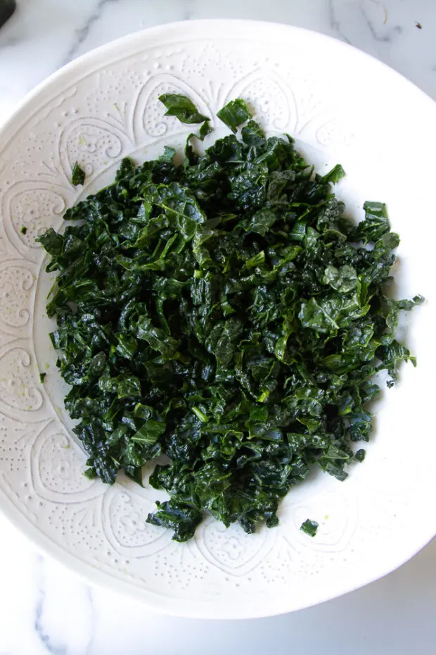 That same kale that has been rubbed with lime and oil