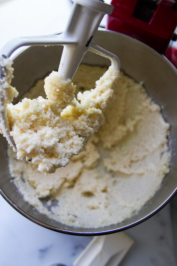 Creamed butter and sugar in a stand mixer.